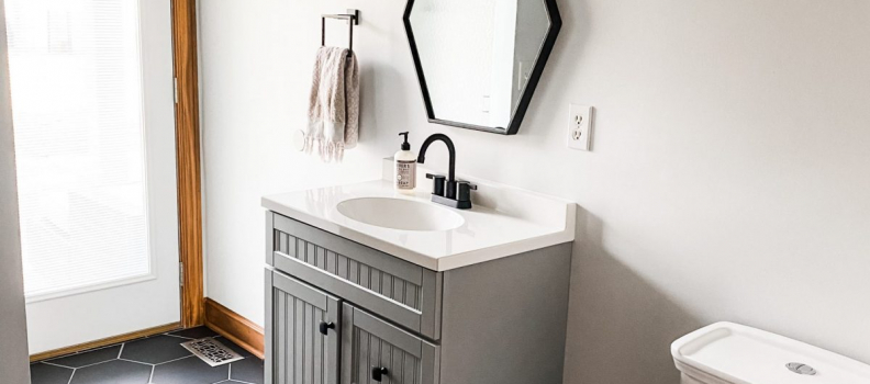 Black Hexagon Tile | The Powell Buehler Group | Bathroom Remodel